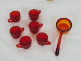 Amberina Glass Cups (6) and Dipper