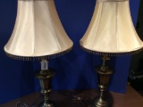 Pair of Heavy High Quality Brass Lamps