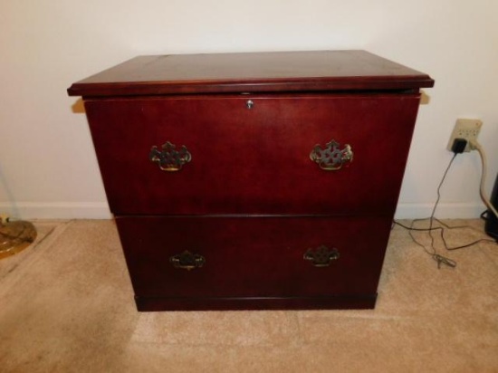 Wooden File Cabinet with Locking Top Drawer
