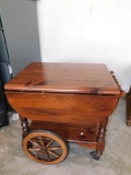 Wooden Drop Leaf Bar Cart