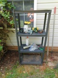 Shelf and Contents including garden Supplies