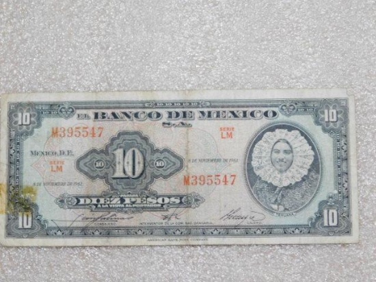 Mexico Ten Pesos Series LM Forgien Currency