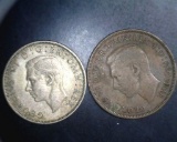 World Coins Two Shillings 1943, Penny 1940