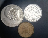 World Coins Peso 1972, Franc 1943, New Penny 1974