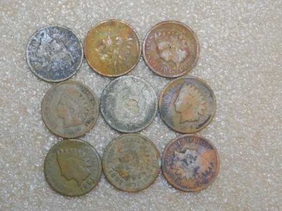 Cents, Indian Head, Poor Condition (9)