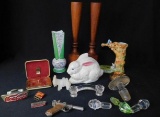 Lot of Miscellaneous Items Including Candle Holders and Figurines