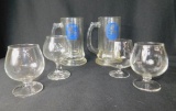 Two Beer Steins And Four Cocktail Glasses