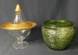Candy Dish And Green Vase