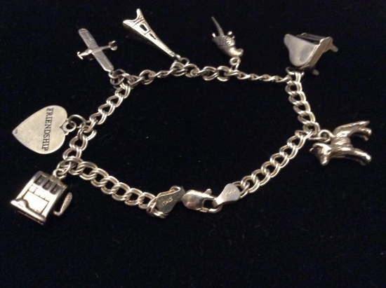 Vintage Sterling Charm Bracelet and Charms