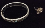 Vintage Silver Tone Bracelet and Ring