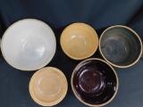 Lot Of 5 Old Mixing Bowls, Ceramic