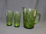 Pitcher And Two Cups, Green