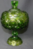 L.E.Smith Glass Moon And Stars Covered Candy Dish