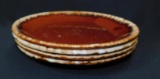 Lot Of 4 Oven Proof Plates, Brown Drip