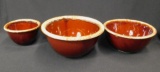 Lot Of 3 Oven Proof Mixing Bowls, Brown Drip