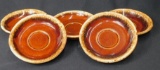 Lot Of 5 Hull Saucers, Brown Drip