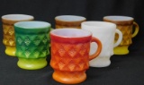Lot Of 6 Fire King Cups, Mixed Colors