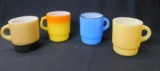 Lot Of 4 Fire King Cups, Mixed Lot