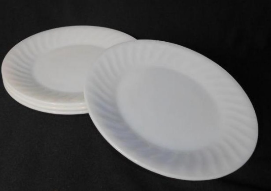 Lot Of 4 White Fire King Plates