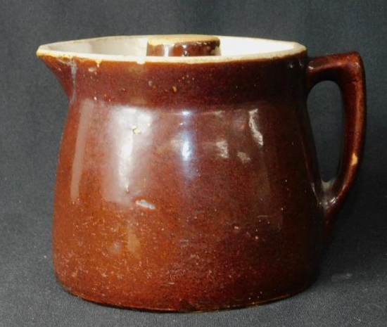 Brown Ironstone Pottery Pitcher With Lid