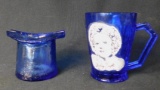 Colbot Blue Shirley Temple Cup And Top Hat Tooth Pick Holder