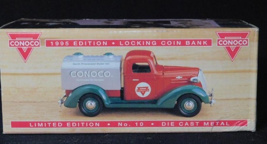Die Cast, Conoco, 1995 Edition, Locking Coin Bank, 1937 Chevy Tanker