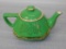 Tea Pot, Mid Century Hall (Green With Gold Trim)