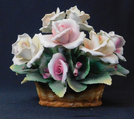 Capodimonte Porcelain Flowers In Pot