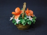 Capodimonte Porcelain Flowers In Basket