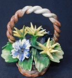 Capodimonte Porcelain Flowers In Basket
