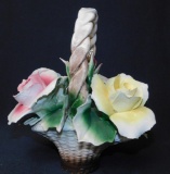 Capodimonte Porcelain Flowers In Basket