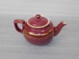 Tea Pot, Hall (Maroon With Gold Trim And Design)