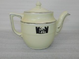 Tea Pot, Mid Century Hall (Cream Color With Silver Accent)