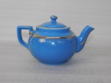 Tea Pot, Hall (Blue With Gold Trim)