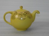 Tea Pot, Hall No Drip Down Spout (Yellow With Gold Accent)