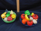 Two Decorative Bowls With Decorative Fruit