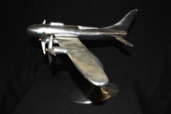 METAL PROP AIRPLANE ON STAND
