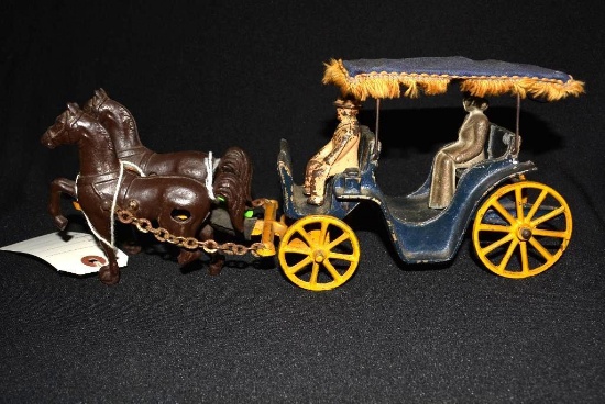 METAL HORSE AND BUGGY FIGURE