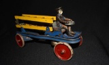 OLD METAL AND WOOD FIRE TRUCK TOY