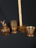 AMBER GLASS, FOUR PIECES