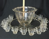 HEISEY PLANTATION PUNCH BOWL WITH UNDERPLATE