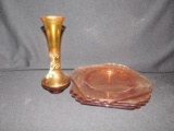 LOT WITH AMBER GLASS PLATES