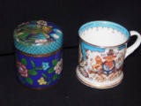 2 PC LOT WITH CLOISONNE DISH