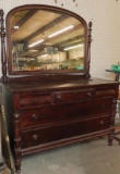 MAHOGANY 5 DRAWER DRESSER WITH MIRROR