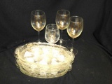 3 TALL WINE GLASS WITH 6 SMALL SERVING PLATES