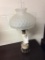 ALABASTER LAMP WITH QUILTED SHADE