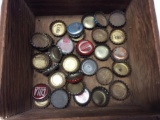 WOODEN BOX WITH BOTTLE CAPS