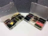 2 TACKLE BOXES WITH PLASTIC WORMS