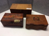 3 WOOD JEWELRY BOXES