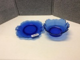 COBALT BLUE PLATE AND BOWL